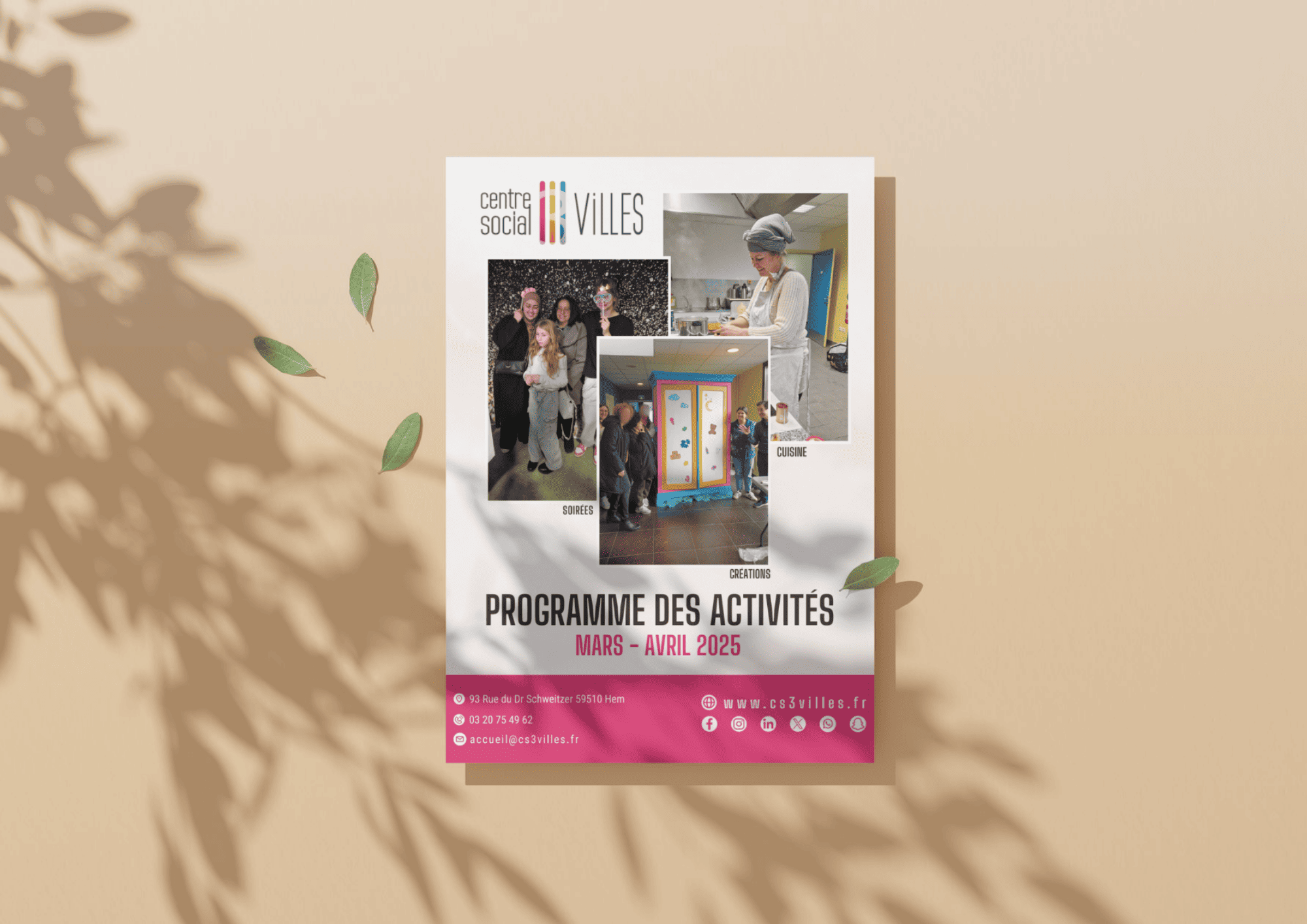 Programme mars-avril 2025 du Centre social 3 Villes